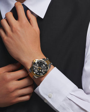 LONGINES 浪琴 HydroConquest 深海征服者系列浪鬼陶瓷潛水機械錶 43mm L37823567 黑金黃色PVD塗層