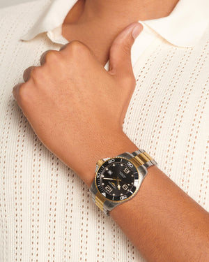 LONGINES 浪琴 HydroConquest 深海征服者系列浪鬼陶瓷潛水機械錶 43mm L37823567 黑金黃色PVD塗層