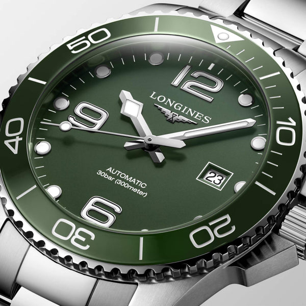 LONGINES 浪琴深海征服者系列浪鬼陶瓷潛水機械錶 43mm L37824066 綠面 - 新萬國鐘錶
