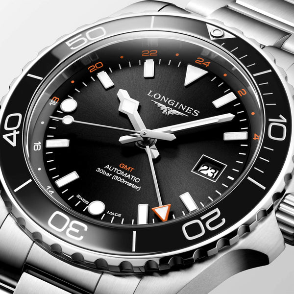 LONGINES 浪琴 HydroConquest GMT深海征服者系列兩地時間浪鬼陶瓷潛水機械錶 43mm L38904566