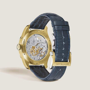 MONTBLANC 萬寶龍 1858系列Geosphere世界時區年曆18K萊姆金限量版30腕錶 42mm MB134027