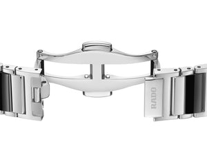 RADO 雷達錶 Integral精密陶瓷系列鑲鑽錶圈黑色砂金石錶盤方形石英腕錶 23mm R20249152 - 新萬國鐘錶