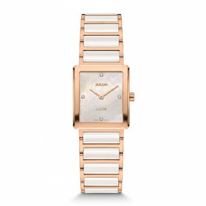 RADO 雷達錶 Integral精密陶瓷系列真鑽珍珠母貝方形石英腕錶 23mm R20251902