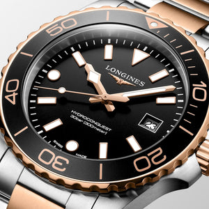 LONGINES 浪琴 HydroConquest 深海征服者系列浪鬼玫瑰金色PVD潛水300米石英錶 42mm L3.769.3.58.7 - 新萬國鐘錶