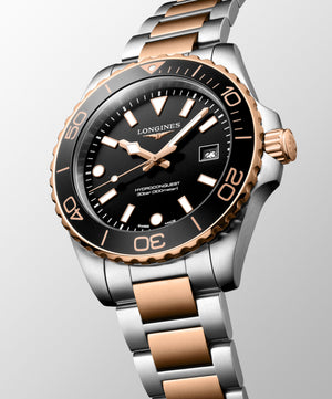 LONGINES 浪琴 HydroConquest 深海征服者系列浪鬼玫瑰金色PVD潛水300米石英錶 42mm L3.769.3.58.7