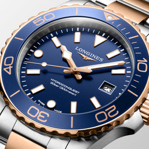 LONGINES 浪琴 HydroConquest 深海征服者系列浪鬼玫瑰金色PVD潛水300米石英錶 42mm L3.769.3.98.7 - 新萬國鐘錶