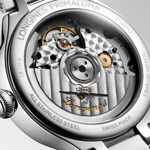LONGINES 浪琴 PrimaLuna  新月系列珍珠母貝鑽面月相優雅機械女錶 34mm L81264876
