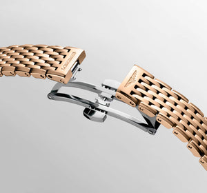 LONGINES 浪琴嘉嵐超薄鑽面PVD玫瑰金石英腕錶 24mm L42091908