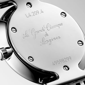 LONGINES 浪琴嘉嵐超薄藍色珍珠鑽母貝石英腕錶 24mm L42094816