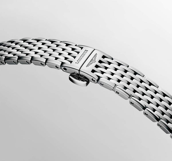 LONGINES 浪琴嘉嵐超薄藍色珍珠鑽母貝石英腕錶 24mm L42094816