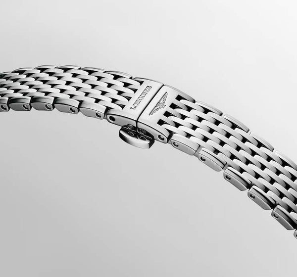 LONGINES 浪琴 嘉嵐系列優雅超薄真鑽珍珠母貝石英女錶 24mm L42094876