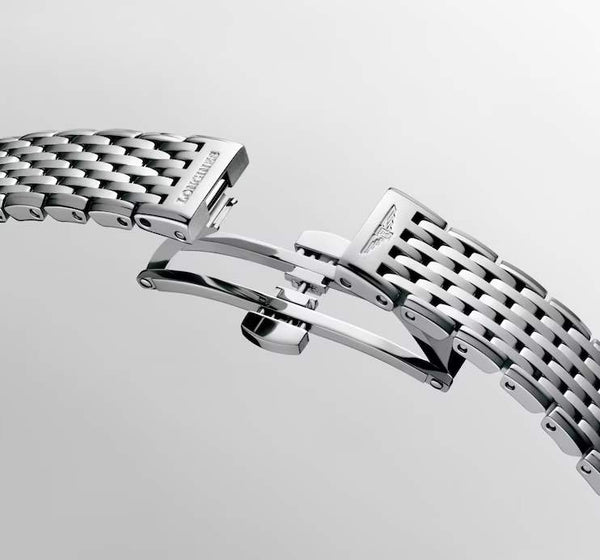 LONGINES 浪琴 嘉嵐系列優雅超薄真鑽珍珠母貝石英女錶 24mm L42094876