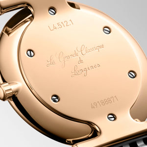 LONGINES 浪琴 LA GRANDE CLASSIQUE 嘉嵐系列超薄鑽面PVD玫瑰金石英腕錶 29mm L45121087
