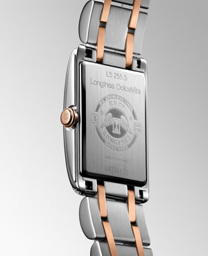 LONGINES 浪琴 DolceVita 多情系列18k玫瑰金不銹鋼雙色鑲鑽優雅石英腕錶 20.80 X 32.00 mm L52555797 - 新萬國鐘錶