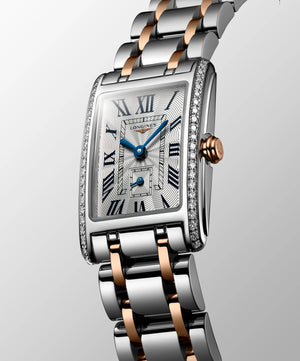 LONGINES 浪琴 DolceVita 多情系列18k玫瑰金不銹鋼雙色鑲鑽優雅石英腕錶 20.80 X 32.00 mm L52555797 - 新萬國鐘錶