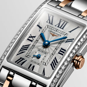 LONGINES 浪琴 DolceVita 多情系列18k玫瑰金不銹鋼雙色鑲鑽優雅石英腕錶 20.80 X 32.00 mm L52555797 - 新萬國鐘錶