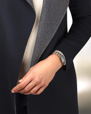 LONGINES 浪琴 DolceVita 多情系列18k玫瑰金不銹鋼雙色鑽面珍珠母貝優雅石英腕錶  23.30 X 37.00 mm L55125877 - 新萬國鐘錶