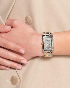 LONGINES 浪琴 DolceVita 多情系列18k玫瑰金不銹鋼雙色優雅石英腕錶  23.30 X 37.00 mm L55125757