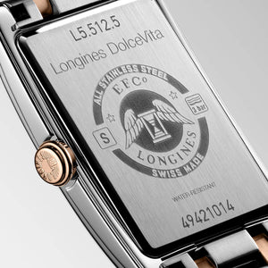 LONGINES 浪琴 DolceVita 多情系列18k玫瑰金不銹鋼雙色優雅石英腕錶  23.30 X 37.00 mm L55125757