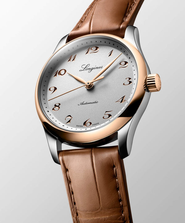 LONGINES 浪琴 Master 巨擘系列不銹鋼及18k玫瑰金腕錶 34mm L23575702