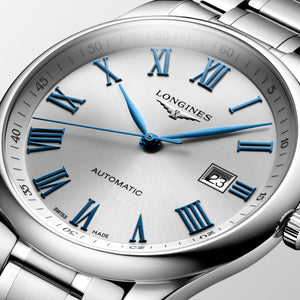 LONGINES 浪琴 MASTER 巨擘系列藍色羅馬字機械腕錶 42mm L28934796 - 新萬國鐘錶