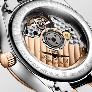 LONGINES 浪琴 MASTER 巨擘系列月相18k玫瑰金鋼鑽母貝面月相機械腕錶 34mm L24095897