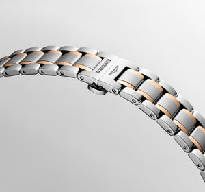 LONGINES 浪琴 MASTER 巨擘系列月相18k玫瑰金鋼鑽母貝面月相機械腕錶 34mm L24095897
