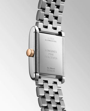 LONGINES 浪琴 Mini DolceVita 迷你多情系列18k玫瑰金不銹鋼雙色優雅石英腕錶 21.50x29.00mm L52005717