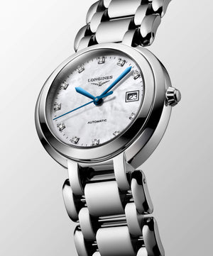 LONGINES 浪琴 PrimaLuna 新月系列珍珠母貝真鑽自動上鏈機械腕錶 30mm L81134876 - 新萬國鐘錶