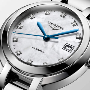 LONGINES 浪琴 PrimaLuna 新月系列珍珠母貝真鑽自動上鏈機械腕錶 30mm L81134876 - 新萬國鐘錶