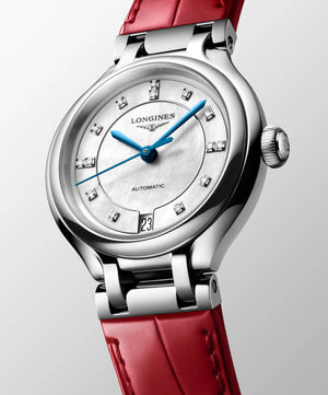 LONGINES 浪琴 PrimaLuna  新月系列珍珠母貝鑽面優雅機械女錶 34mm L81244872