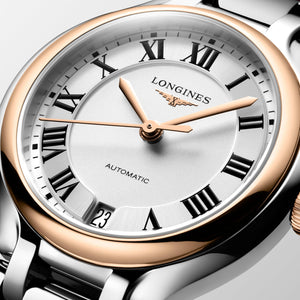 LONGINES 浪琴 PrimaLuna  新月系列不鏽鋼及18k玫瑰金優雅機械女錶 34mm L81245712