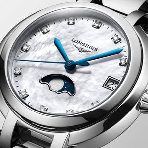 LONGINES 浪琴 PrimaLuna 新月系列真鑽月相石英女錶 30mm L81154876
