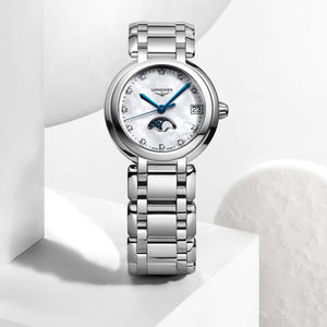 LONGINES 浪琴 PrimaLuna 新月系列真鑽月相石英女錶 30mm L81154876