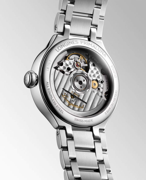 LONGINES 浪琴 PrimaLuna  新月系列真鑽羅馬時標月相優雅機械女錶 34mm L81260716