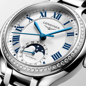 LONGINES 浪琴 PrimaLuna  新月系列真鑽羅馬時標月相優雅機械女錶 34mm L81260716