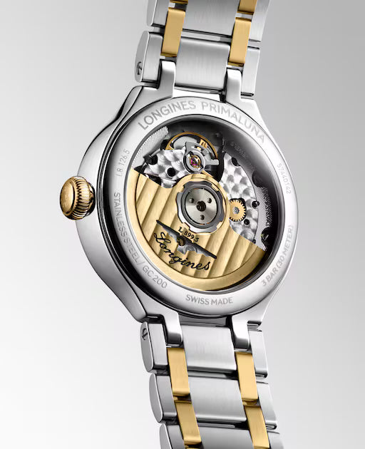 LONGINES 浪琴 PrimaLuna  新月系列羅馬時標月相優雅機械不鏽鋼及18k黃金女錶 34mm L81265797