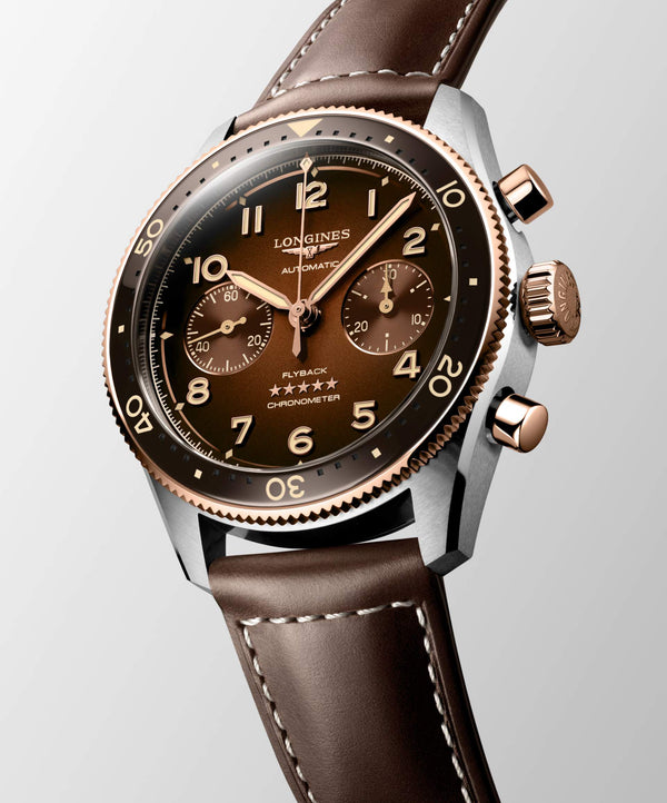 LONGINES 浪琴 Spirit 先行者系列 Flyback 18k玫瑰金不銹鋼飛返計時碼錶 42mm L38215592