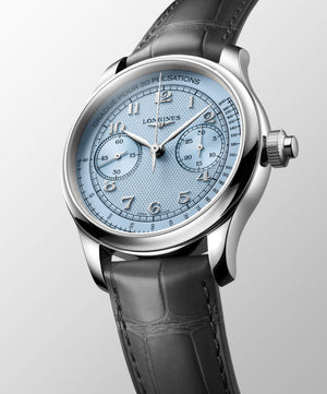 LONGINES 浪琴 MASTER 巨擘系列霜藍色單按把計時手上鍊機械腕錶 41mm L2.960.4.93.2 L29604932