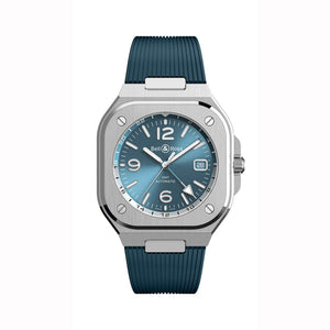 Bell & Ross 柏萊士 BR-05 GMT 兩地時區 Sky Blue Rubber 天空藍機械腕錶 41mm BR05G-PB-ST/SRB