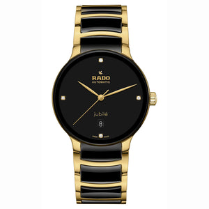 RADO 雷達錶 Centrix 晶萃系列鑲鑽PVD黃色金陶瓷機械腕錶 39.5 mm R30008712
