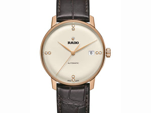 RADO 雷達錶 COUPOLE 晶燦系列PVD玫瑰金點鑽機械腕錶 37mm R22861765 - 新萬國鐘錶