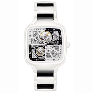 RADO 雷達錶 TRUE Square 真我方形系列白黑雙色陶瓷鑽面自動機械限量版腕錶 R27073752