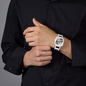 RADO 雷達錶 TRUE Square 真我方形系列白黑雙色陶瓷鑽面自動機械限量版腕錶 R27073752