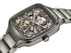 RADO 雷達錶 TRUE Square 真我方形系列開芯電漿高科技陶瓷機械腕錶 R27083712
