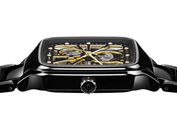 RADO 雷達錶 TRUE Squre 真我方形系列開芯高科技陶瓷自動機械腕錶 R27086712