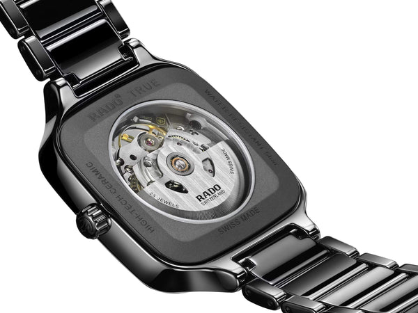RADO 雷達錶 TRUE Squre 真我方形系列開芯高科技陶瓷自動機械腕錶 R27086712