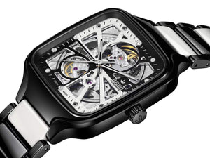RADO 雷達錶 TRUE Square 真我方形系列黑白雙色陶瓷鑽面自動機械限量版腕錶 R27086752