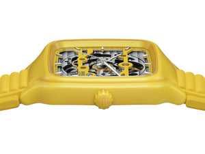 RADO 雷達錶 TRUE SQUARE 真我系列方形黃色高科技陶瓷鏤空腕錶 R27177255