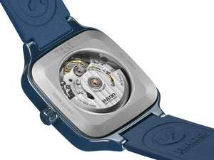 RADO 雷達錶 TRUE SQUARE 真我系列方形開芯海軍藍陶瓷鏤空機械腕錶 R27178205